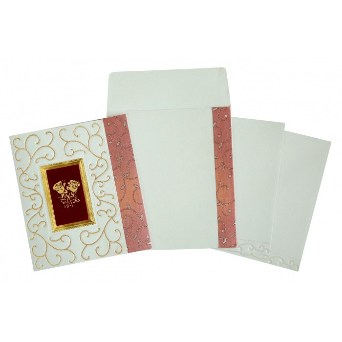 IVORY MATTE EMBOSSED WEDDING INVITATION : IN-1376 - 123WeddingCards
