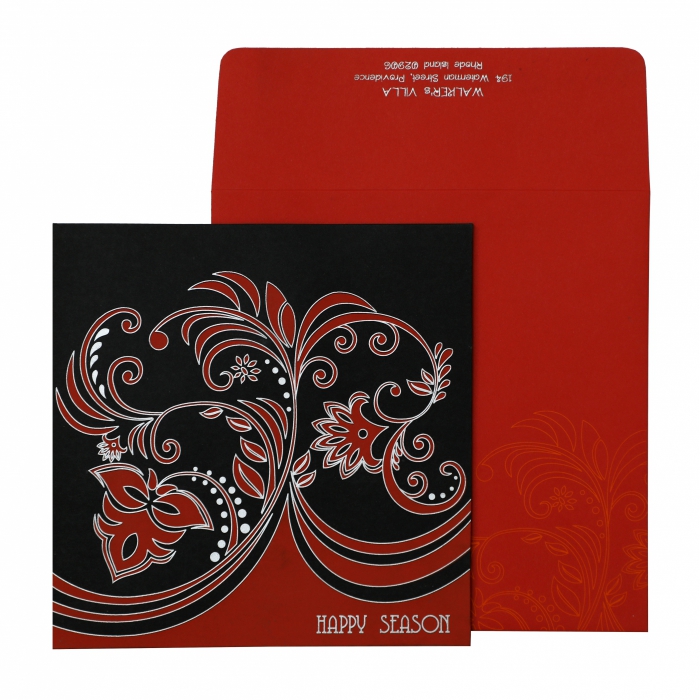BLACK MATTE SCREEN PRINTED HOLIDAY CARDS : H-873 - 123WeddingCards