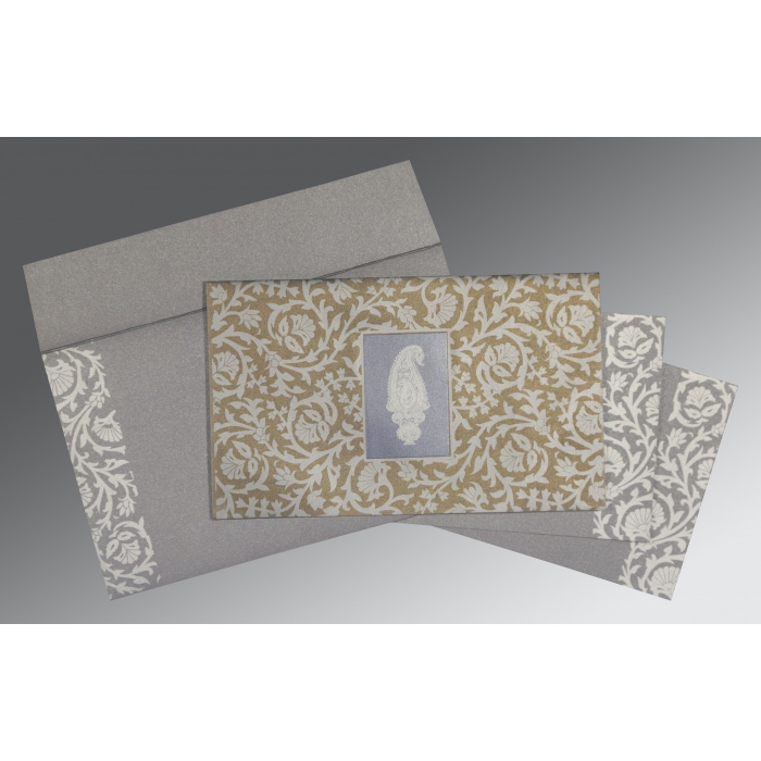 GREY SCREEN PRINTED WEDDING INVITATION : S-1371 - 123WeddingCards