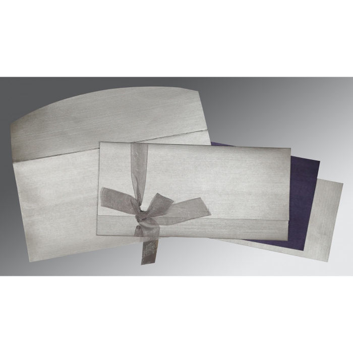 LIGHT GREY SHIMMERY SCREEN PRINTED WEDDING CARD : IN-1498 - 123WeddingCards