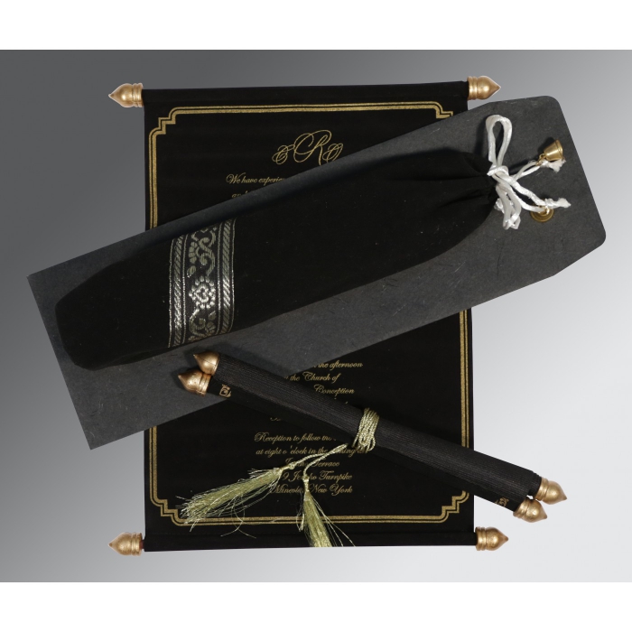 BLACK VELVET WEDDING INVITATION : SC-5004E - 123WeddingCards
