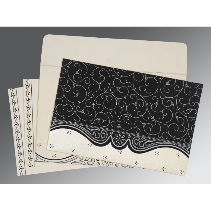 BLACK MATTE EMBOSSED WEDDING INVITATION : IN-8221N - 123WeddingCards