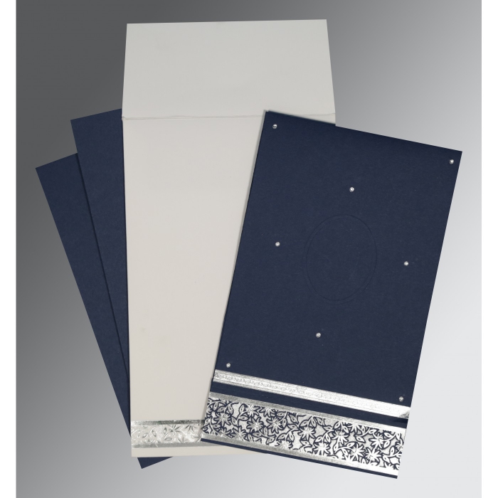 TATIANA MIDNIGHT BLUE MATTE FOIL STAMPED WEDDING INVITATION : C-1433 - 123WeddingCards