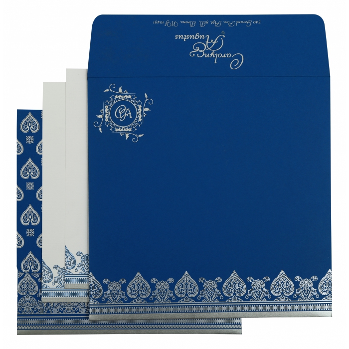 BLUE MATTE SCREEN PRINTED WEDDING INVITATION : IN-809D - 123WeddingCards