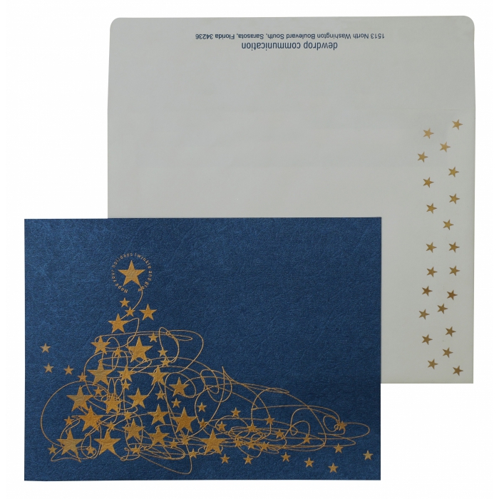 BLUE SHIMMERY SCREEN PRINTED HOLIDAY CARDS : H-875 - 123WeddingCards