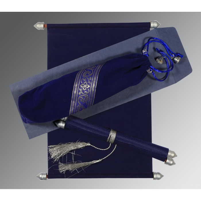 MIDNIGHT BLUE VELVET WEDDING INVITATION : SC-5004C - 123WeddingCards