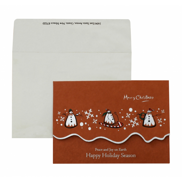 BRICK RED HANDMADE COTTON UNIQUE THEMED - SCREEN PRINTED HOLIDAY CARDS : H-845 - 123WeddingCards