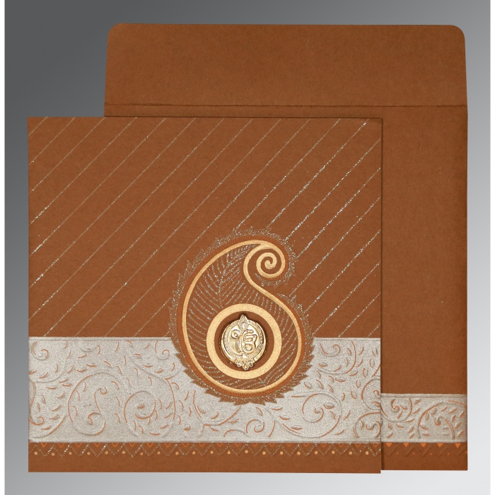 DARK ORANGE MATTE EMBOSSED WEDDING CARD : S-1178 - 123WeddingCards