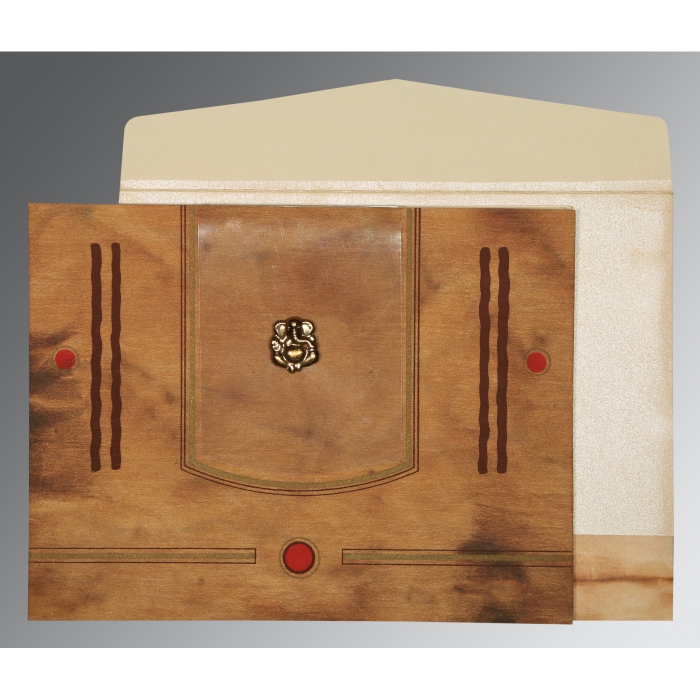 LIGHT BROWN MATTE SCREEN PRINTED WEDDING CARD : IN-1204 - 123WeddingCards