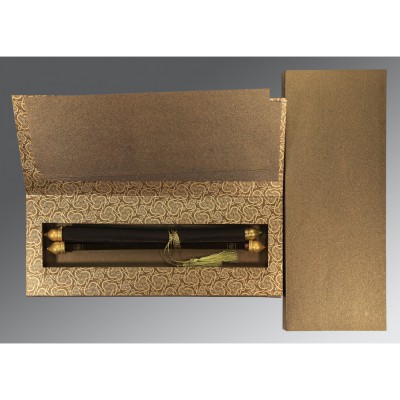 BROWN VELVET WEDDING CARD : SC-5009C - 123WeddingCards
