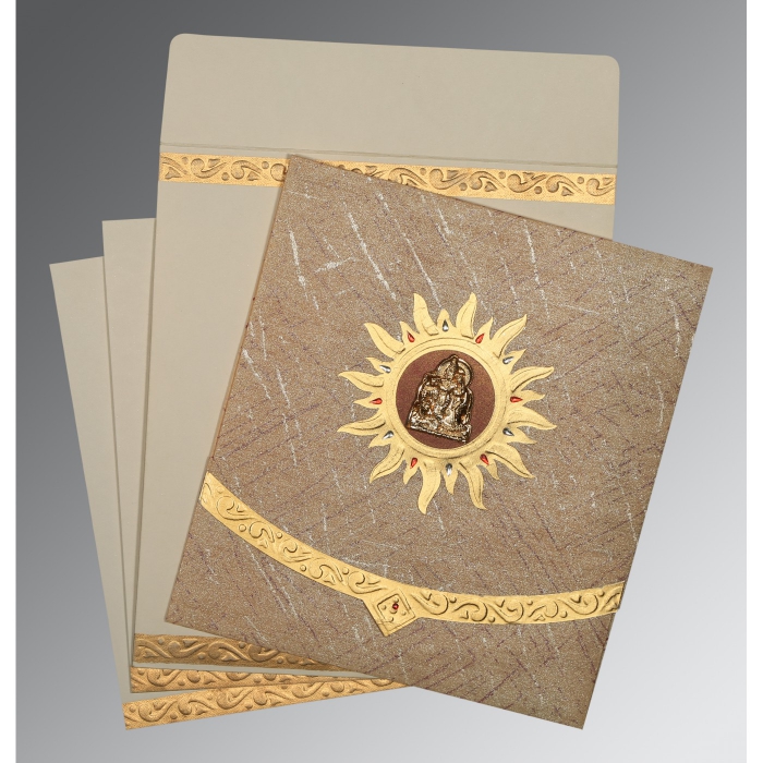 DESERT SAND WOOLY EMBOSSED WEDDING CARD : G-1225 - 123WeddingCards