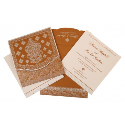 COPPER SHIMMERY SCREEN PRINTED WEDDING INVITATION : IN-800B - 123WeddingCards