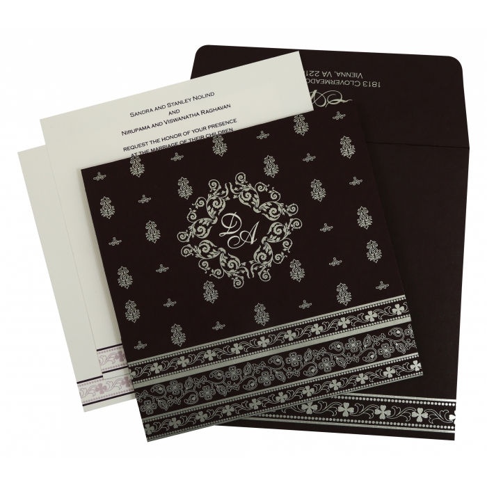 EGGPLANT MATTE SCREEN PRINTED WEDDING INVITATION : IN-808C - 123WeddingCards
