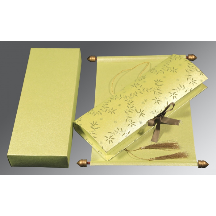 PISTA GREEN HANDMADE SHIMMER WEDDING INVITATION : SC-5007I - 123WeddingCards