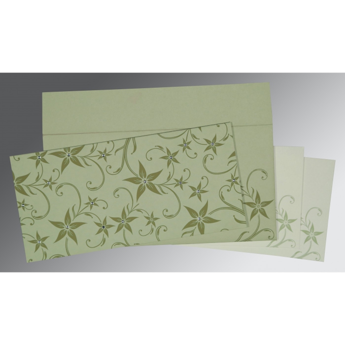 SAGE GREEN MATTE FLORAL THEMED - SCREEN PRINTED WEDDING INVITATION : IN-8225E - 123WeddingCards