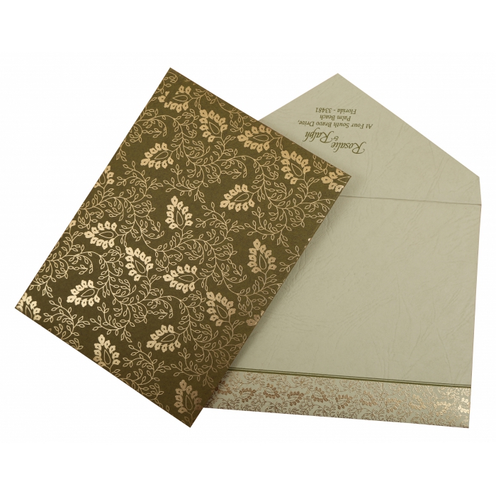 GREEN MATTE SCREEN PRINTED WEDDING INVITATION : IN-811C - 123WeddingCards