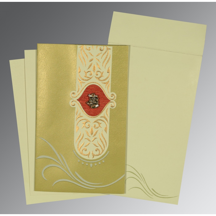 APPLE GREEN MATTE EMBOSSED WEDDING CARD : C-1317 - 123WeddingCards