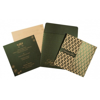 GREEN SHIMMERY SCREEN PRINTED WEDDING INVITATION : IN-8263G - 123WeddingCards
