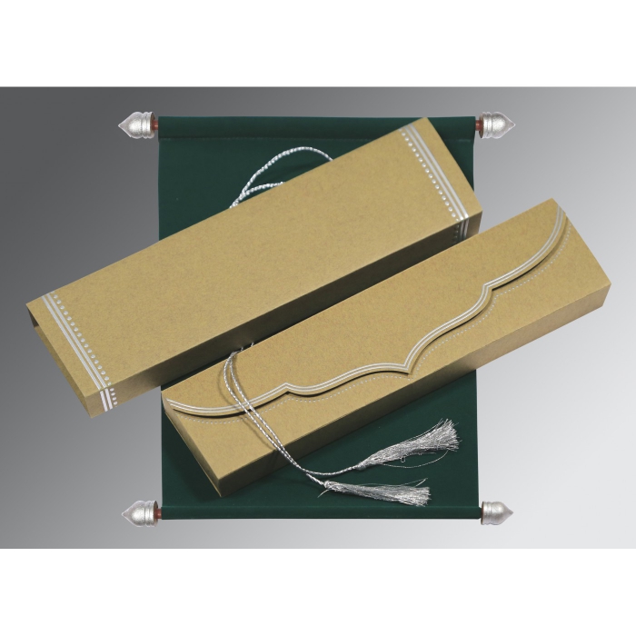 DARK GREEN VELVET WEDDING INVITATION : SC-5011C - 123WeddingCards