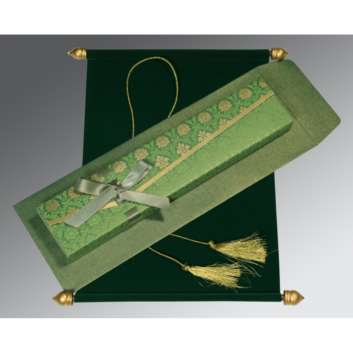 GREEN VELVET WEDDING INVITATION : SC-5016H - 123WeddingCards