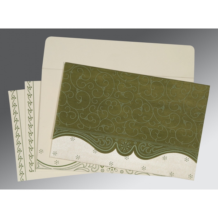 DEEP SAGE MATTE EMBOSSED WEDDING INVITATION : IN-8221D - 123WeddingCards