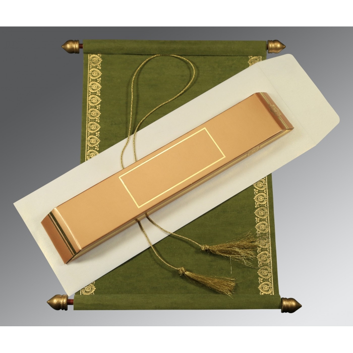 GREEN WOOLY FOIL STAMPED WEDDING INVITATION : SC-5012A - 123WeddingCards