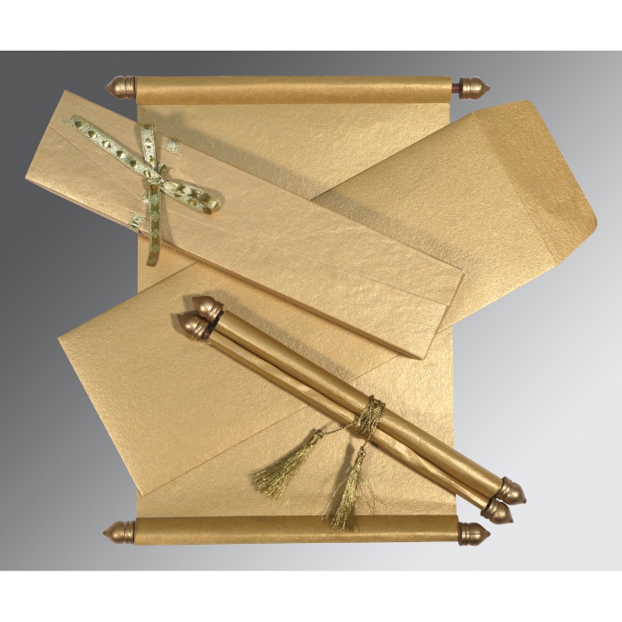 GOLD HANDMADE SHIMMER WEDDING INVITATION : SC-5003C - 123WeddingCards