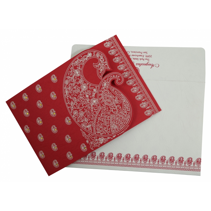 HOT PINK MATTE SCREEN PRINTED WEDDING INVITATION : W-807A - 123WeddingCards