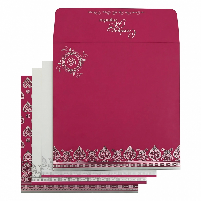 HOT PINK MATTE SCREEN PRINTED WEDDING INVITATION : IN-809B - 123WeddingCards