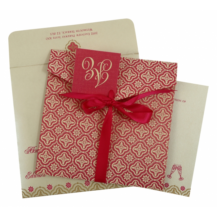 HOT PINK SHIMMERY SCREEN PRINTED WEDDING INVITATION : W-805A - 123WeddingCards