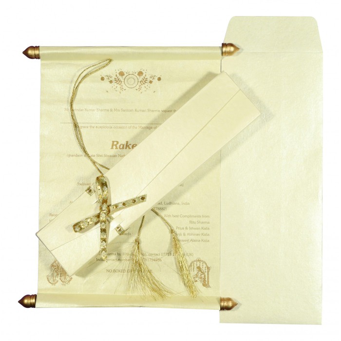 IVORY HANDMADE SHIMMER WEDDING INVITATION : SC-5003B - 123WeddingCards