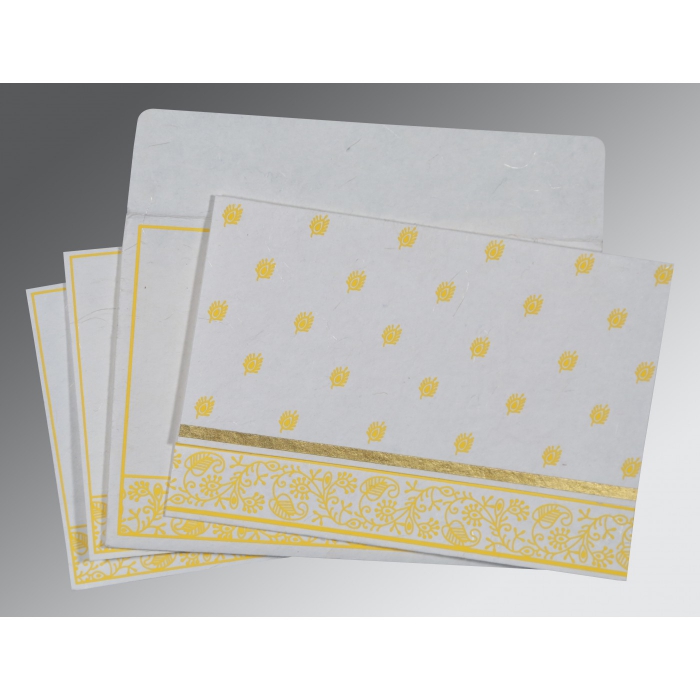 WHITE HANDMADE SILK SCREEN PRINTED WEDDING CARD : IN-8215H - 123WeddingCards