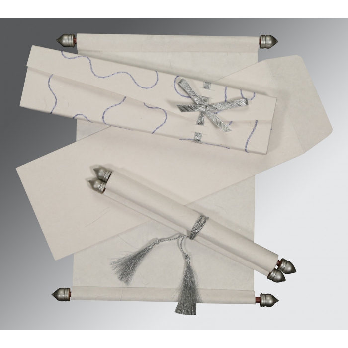 CREAM HANDMADE SILK WEDDING CARD : SC-5002C - 123WeddingCards