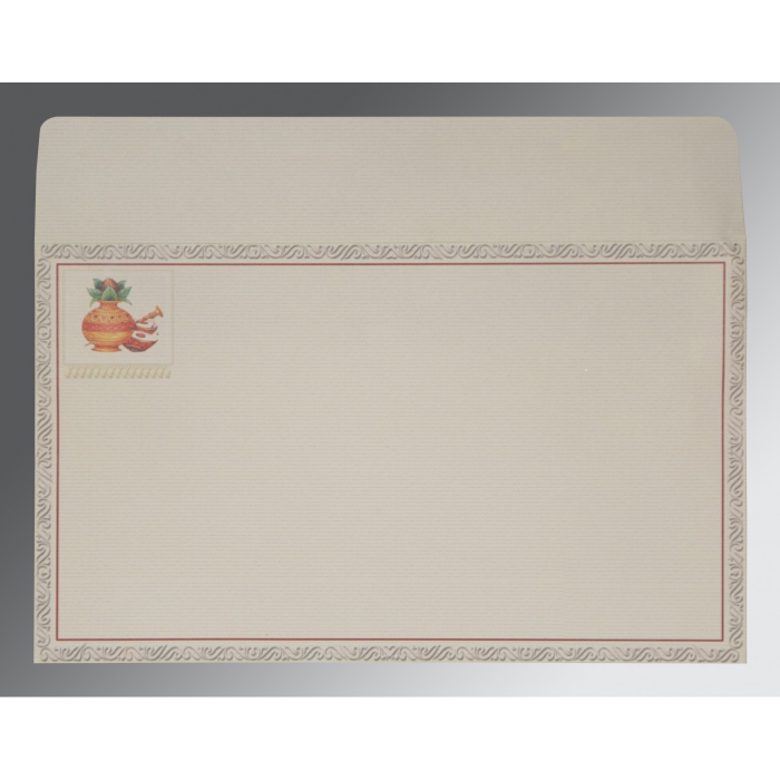 OFF-WHITE MATTE EMBOSSED WEDDING CARD : IN-2077 - 123WeddingCards