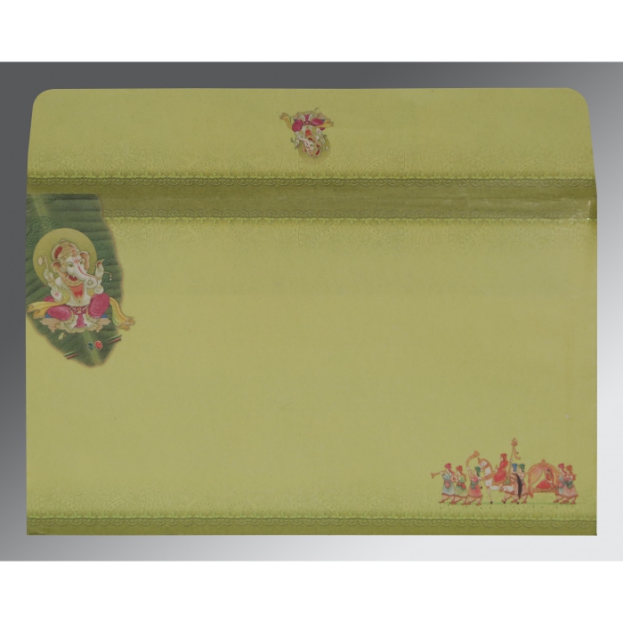 LIGHT GREEN MATTE EMBOSSED WEDDING INVITATION : IN-2084 - 123WeddingCards