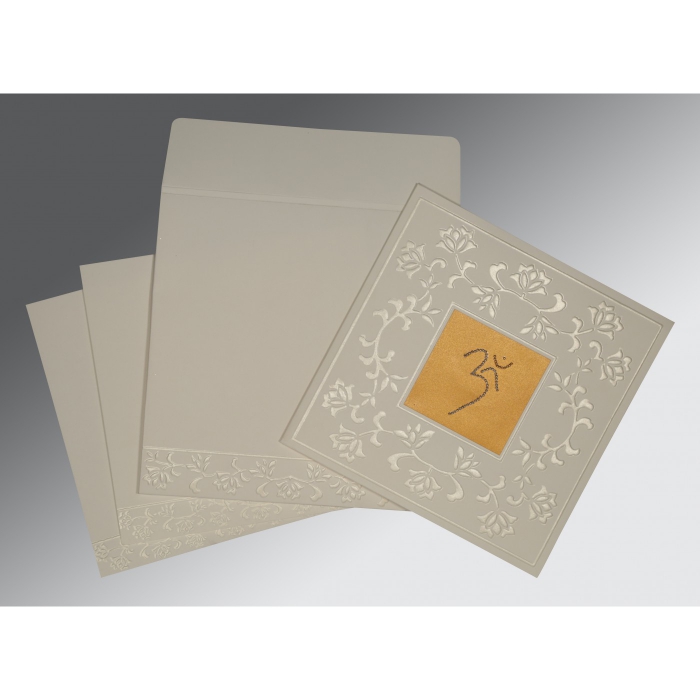 OFF-WHITE MATTE EMBOSSED WEDDING INVITATION : IN-2238 - 123WeddingCards