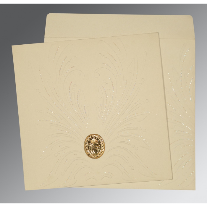 IVORY MATTE EMBOSSED WEDDING INVITATION : S-1188 - 123WeddingCards