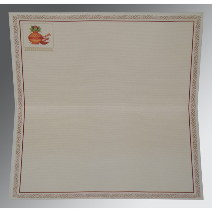 OFF-WHITE MATTE EMBOSSED WEDDING CARD : W-2077 - 123WeddingCards