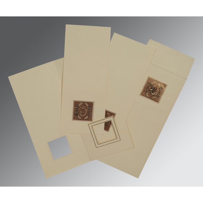 DARK ORANGE MATTE EMBOSSED WEDDING CARD : W-2276 - 123WeddingCards