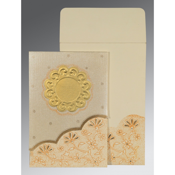 BEIGE MATTE FLORAL THEMED - SCREEN PRINTED WEDDING CARD : C-1183 - 123WeddingCards