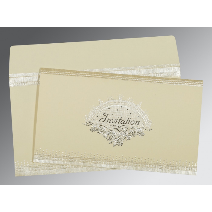 OFF-WHITE MATTE FOIL STAMPED WEDDING INVITATION : RU-1338 - 123WeddingCards