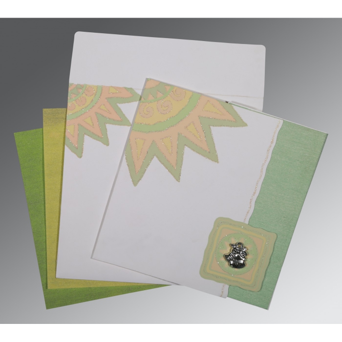OFF-WHITE MATTE GLITTER WEDDING INVITATION : C-1266 - 123WeddingCards