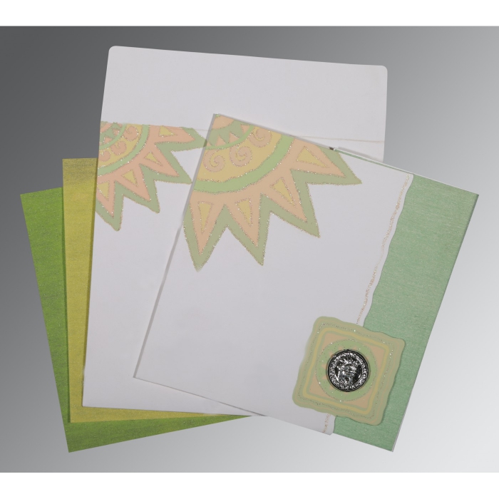 OFF-WHITE MATTE GLITTER WEDDING INVITATION : S-1266 - 123WeddingCards