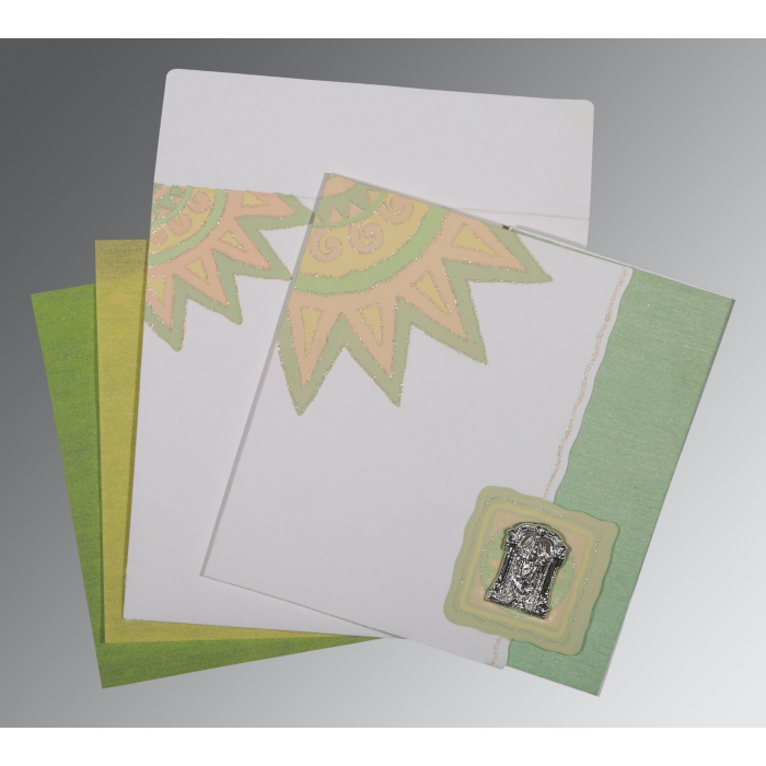 OFF-WHITE MATTE GLITTER WEDDING INVITATION : SO-1266 - 123WeddingCards