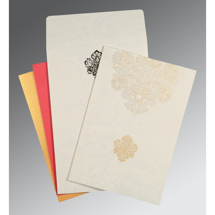 WHITE MATTE SCREEN PRINTED WEDDING INVITATION : W-1508 - 123WeddingCards