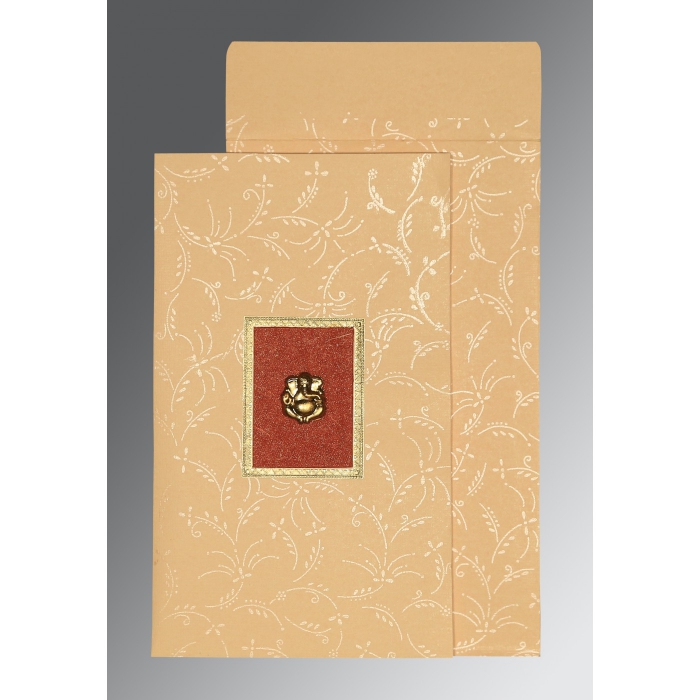 BEIGE MATTE SCREEN PRINTED WEDDING CARD : IN-1303 - 123WeddingCards
