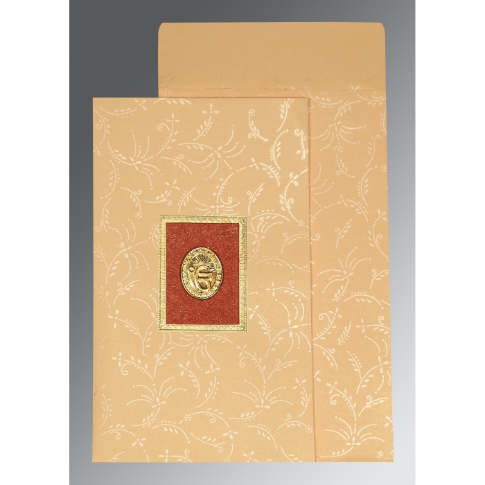 BEIGE MATTE SCREEN PRINTED WEDDING CARD : RU-1303 - 123WeddingCards