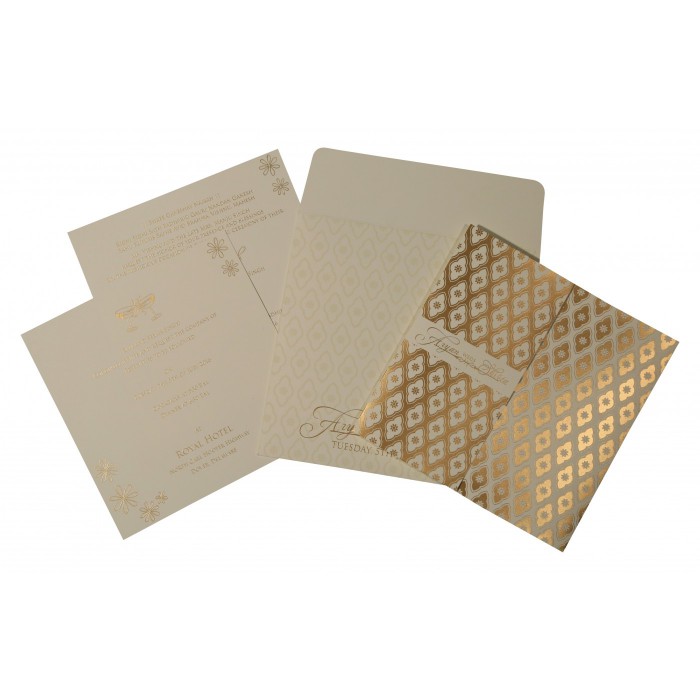 ORANGISH GREY MATTE SCREEN PRINTED WEDDING INVITATION : SO-8263A - 123WeddingCards