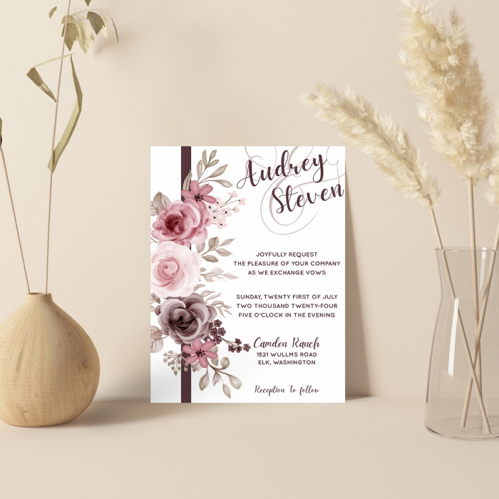 IVORY MATTE WEDDING INVITATION : FLORAL-FEEL - 123WeddingCards