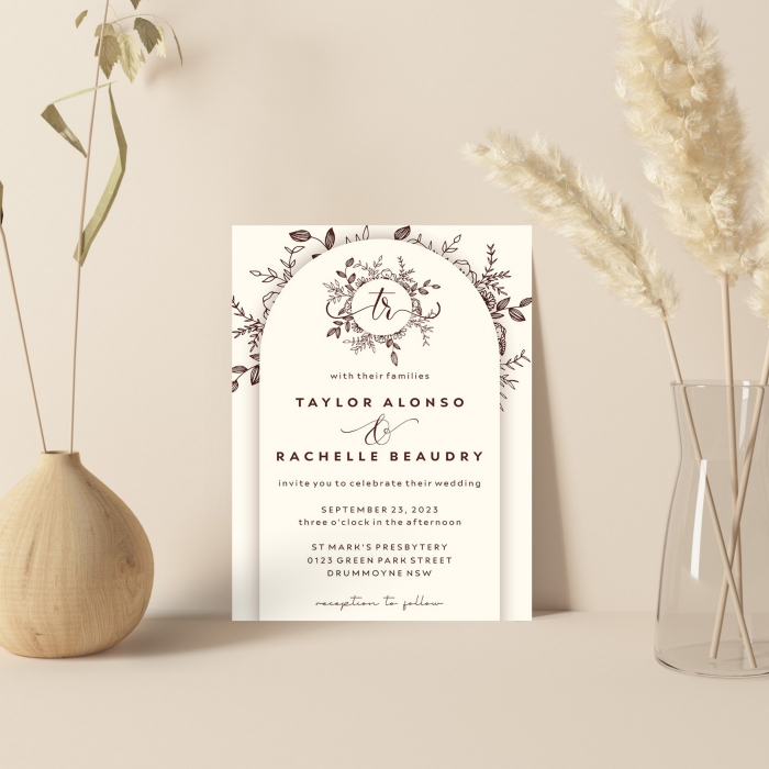 IVORY MATTE WEDDING INVITATION : RUSTIC-ARCH - 123WeddingCards